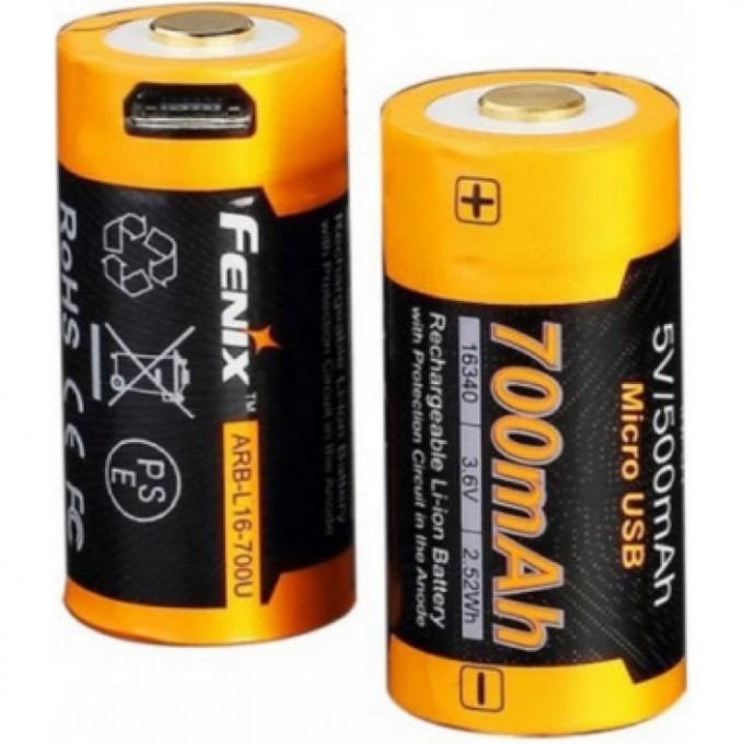 Аккумулятор с разъемом для USB 16340 FENIX 700 mAh Li-ion ARB-L16-700U